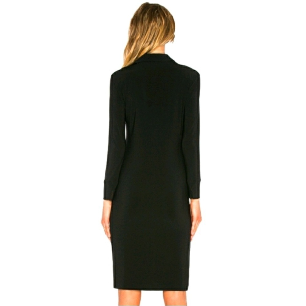 Norma Kamali Black Slinky Knit Collared Button Down Shirt Dress Size XXL